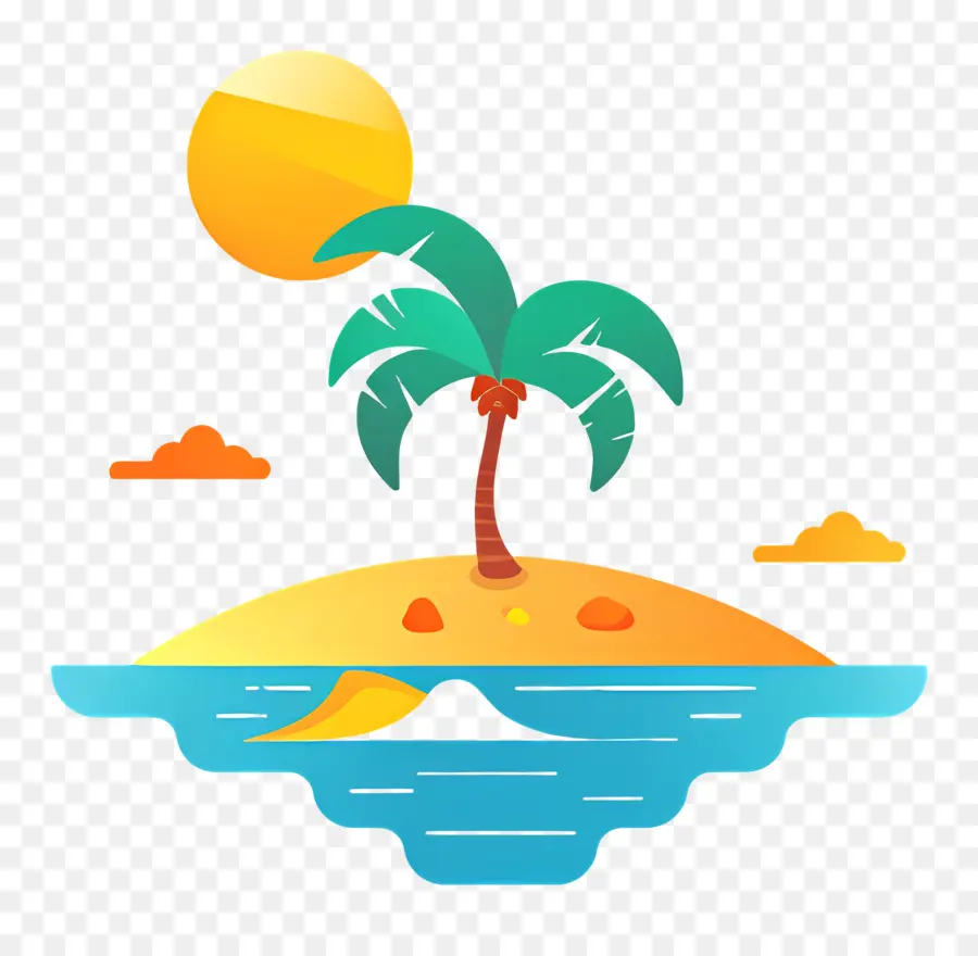 Logotipo De La Playa，Isla Con Palmera PNG