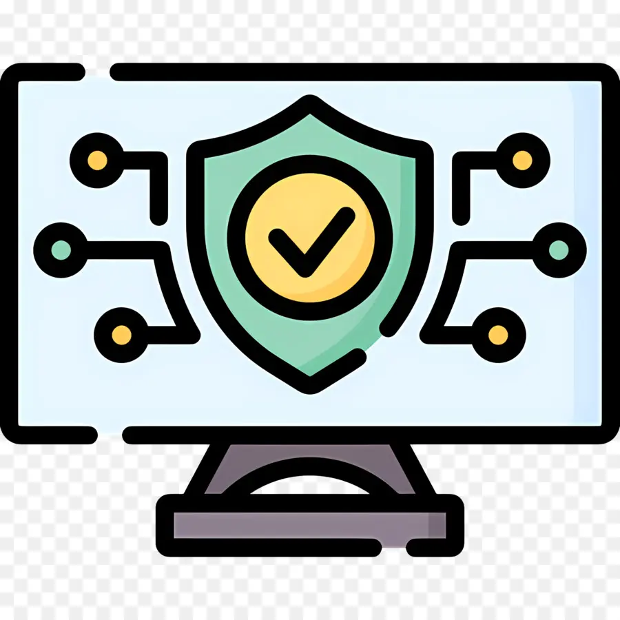 Seguridad Cibernética，Computadora Con Marca De Verificación PNG