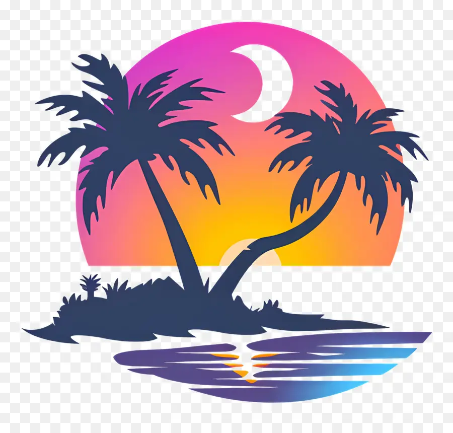 Logotipo De La Playa，Isla Del Atardecer PNG