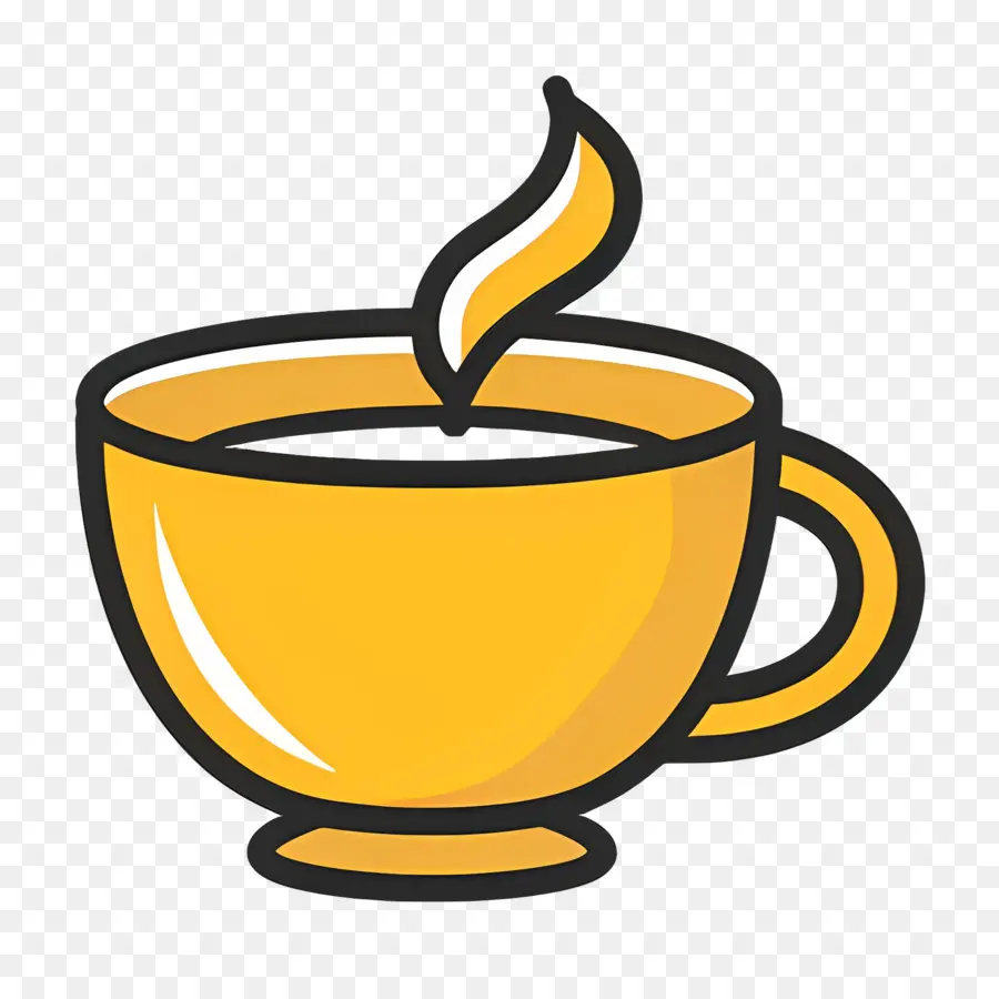 Logotipo De Café，Taza Amarilla PNG