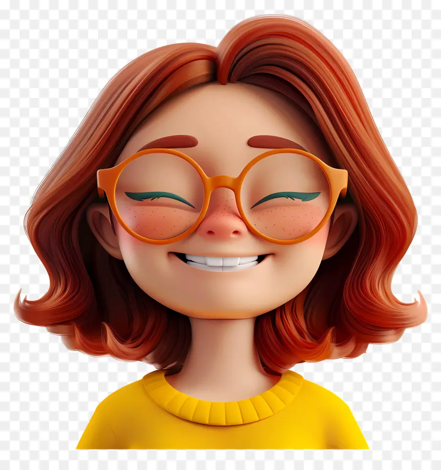 Gente Feliz，Chica Sonriente Con Gafas PNG