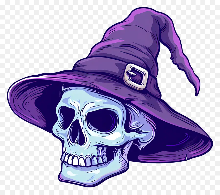 Gorra De Halloween，Calavera Con Sombrero De Bruja PNG