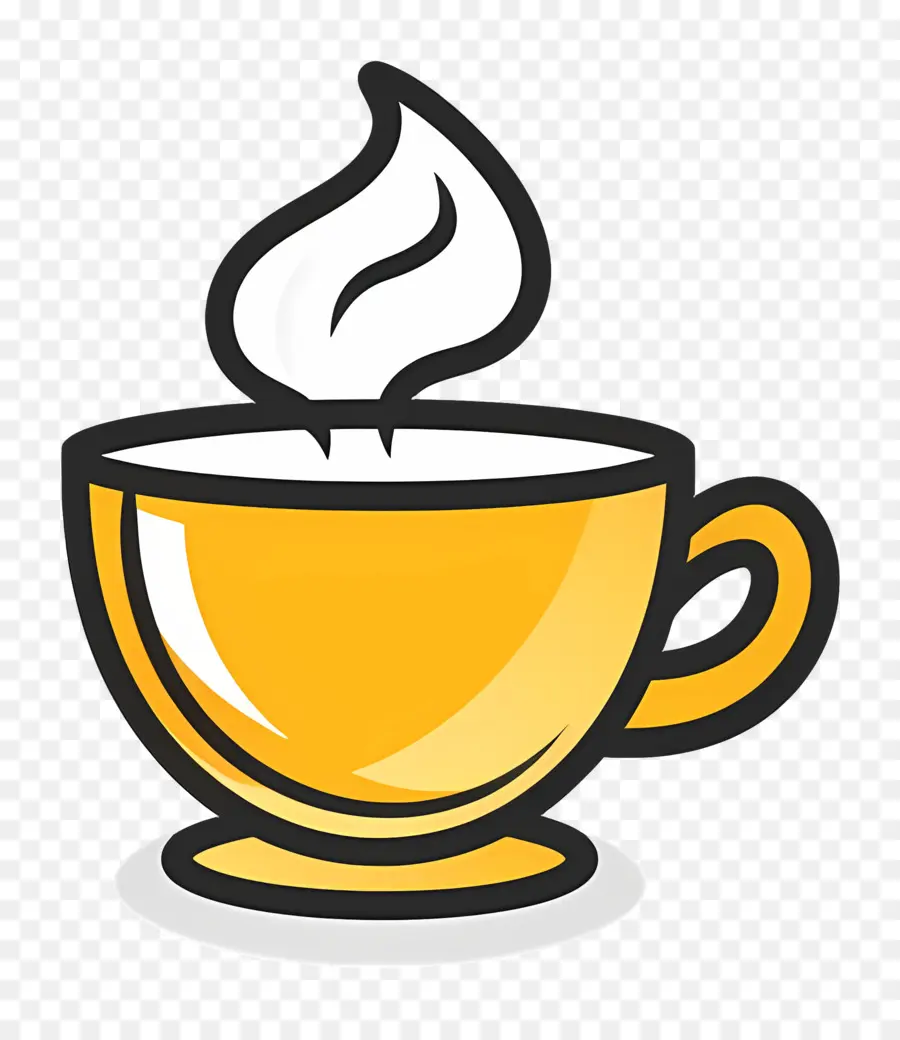 Logotipo De Café，Taza Amarilla PNG