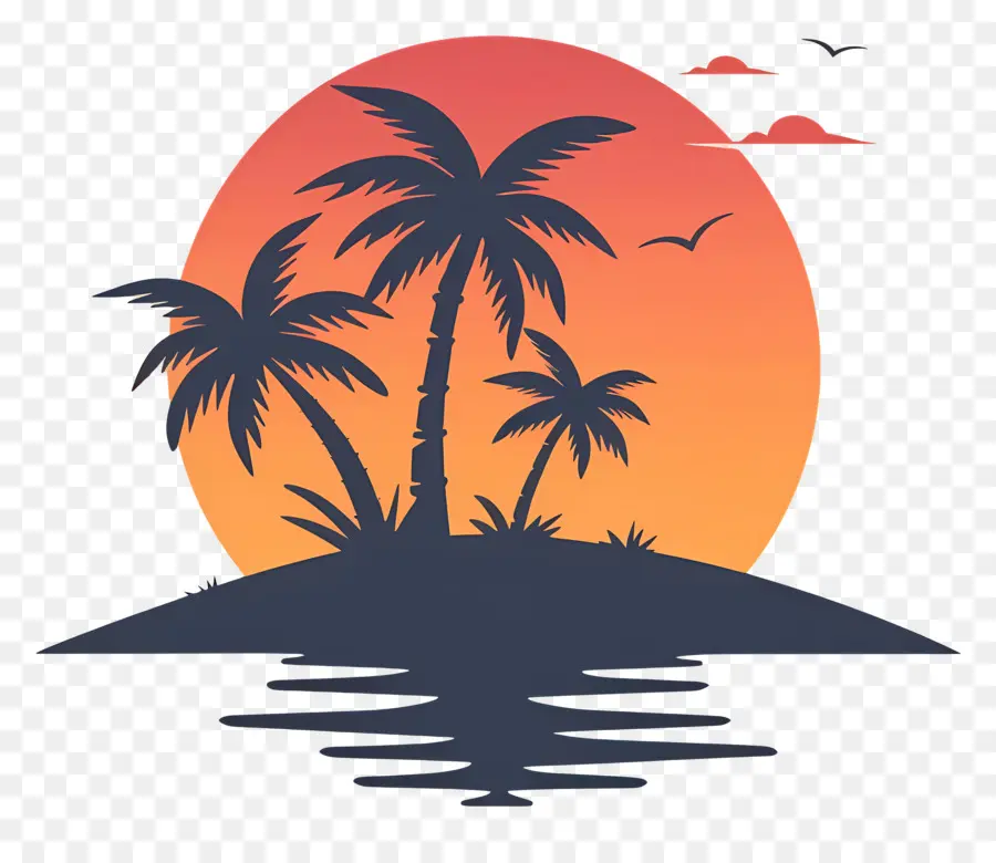 Logotipo De Playa，Isla Del Atardecer PNG