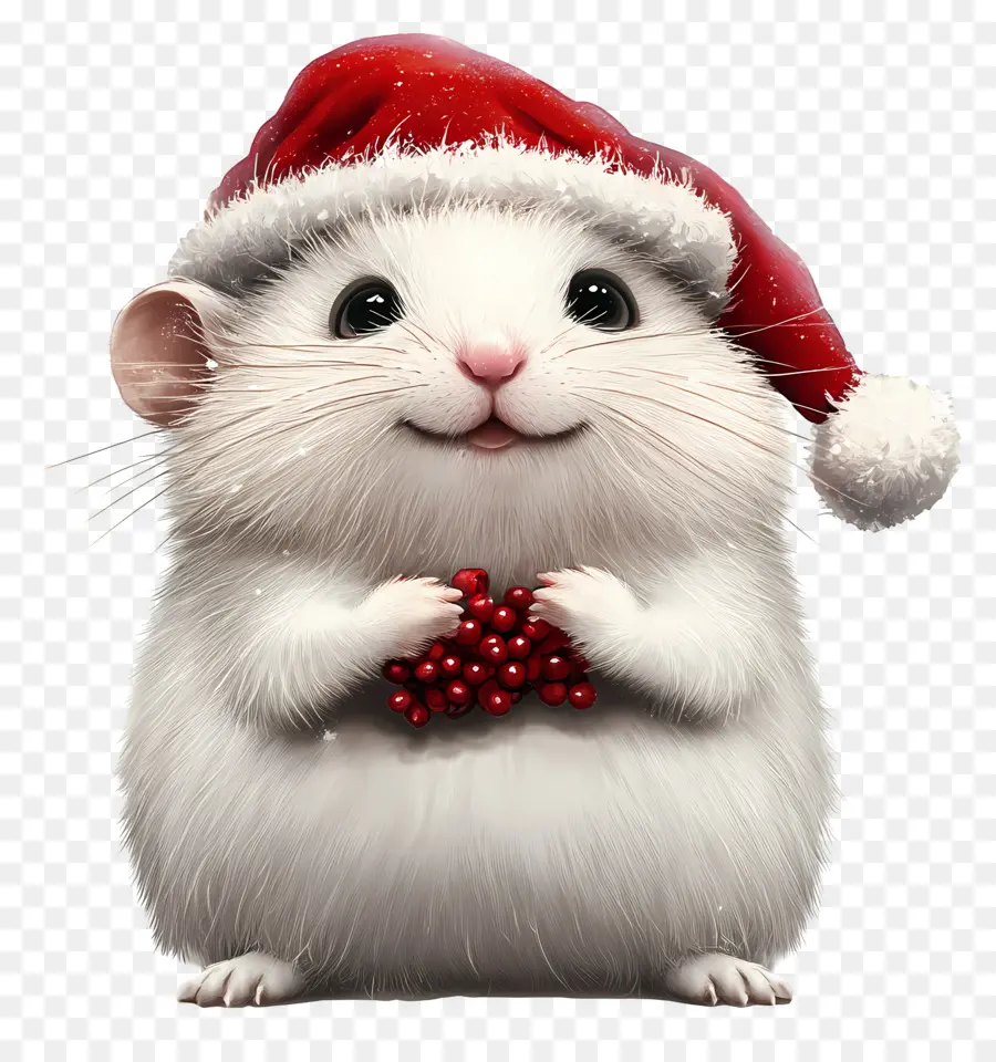 Hámster Navideño，Lindo Hámster Con Gorro De Papá Noel PNG