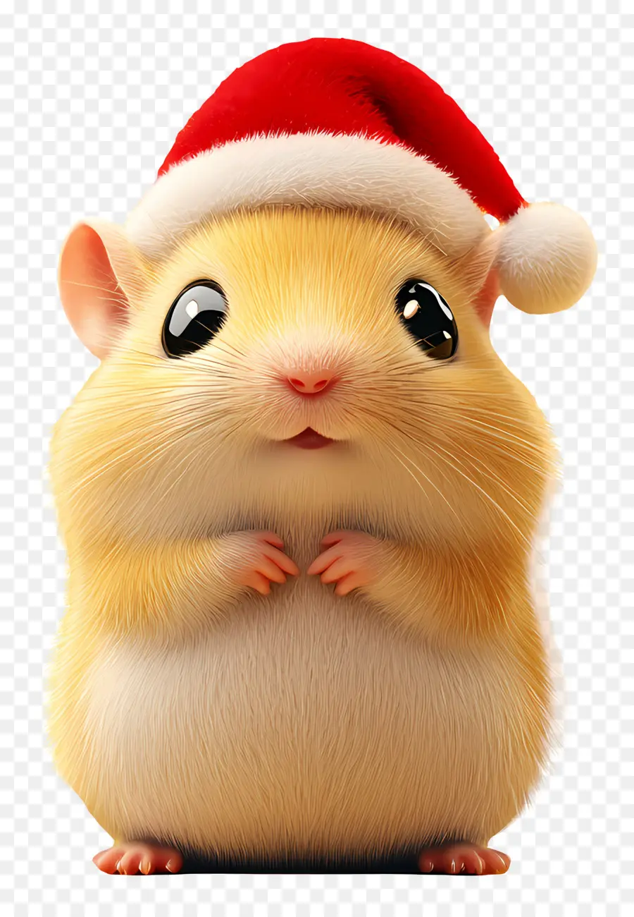 Hámster Navideño，Lindo Hámster Con Gorro De Papá Noel PNG