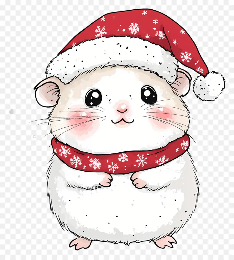 Hámster Navideño，Lindo Hámster Con Gorro De Papá Noel PNG