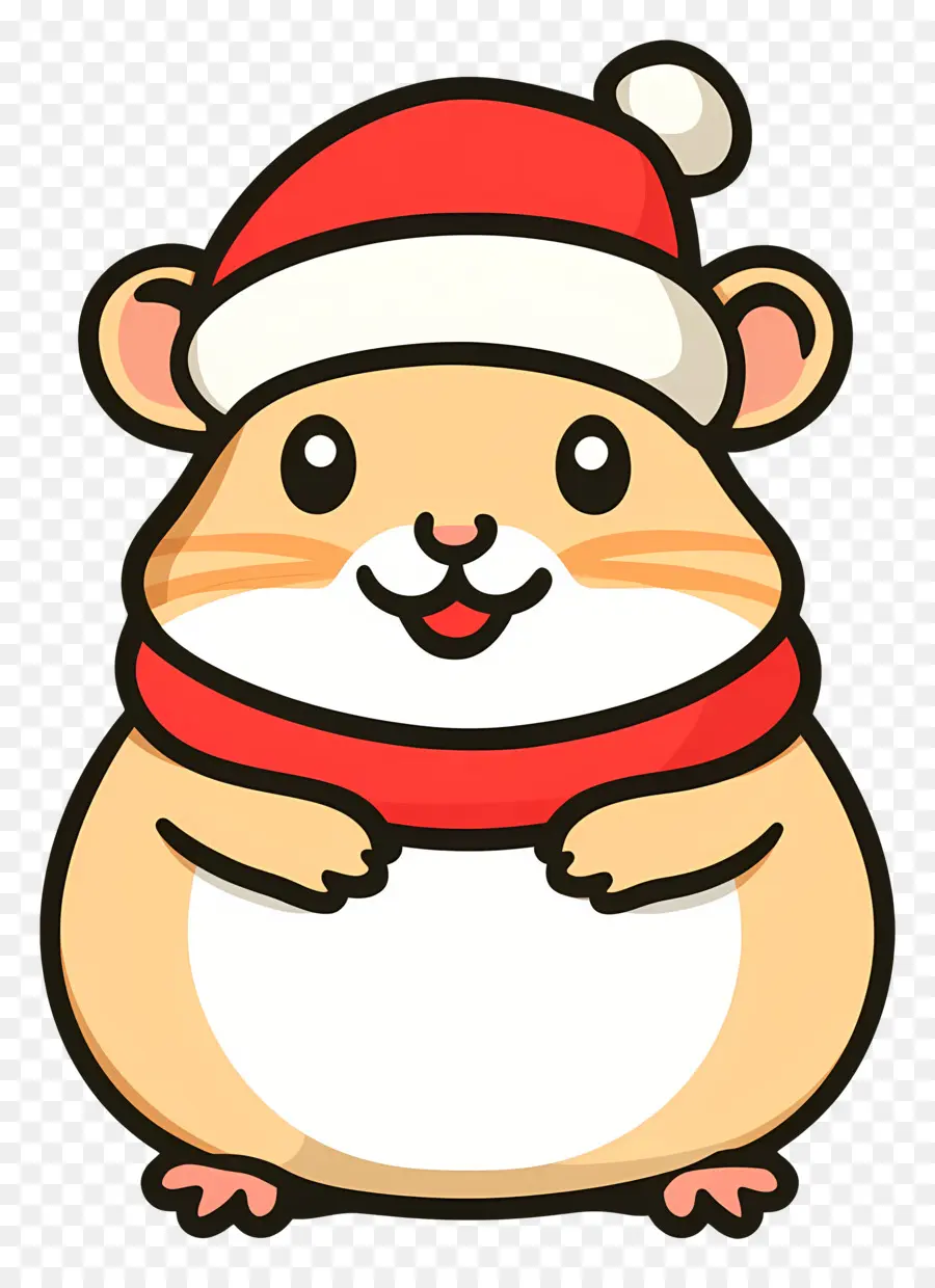 Hámster Navideño，Hámster De Dibujos Animados Con Gorro De Papá Noel PNG