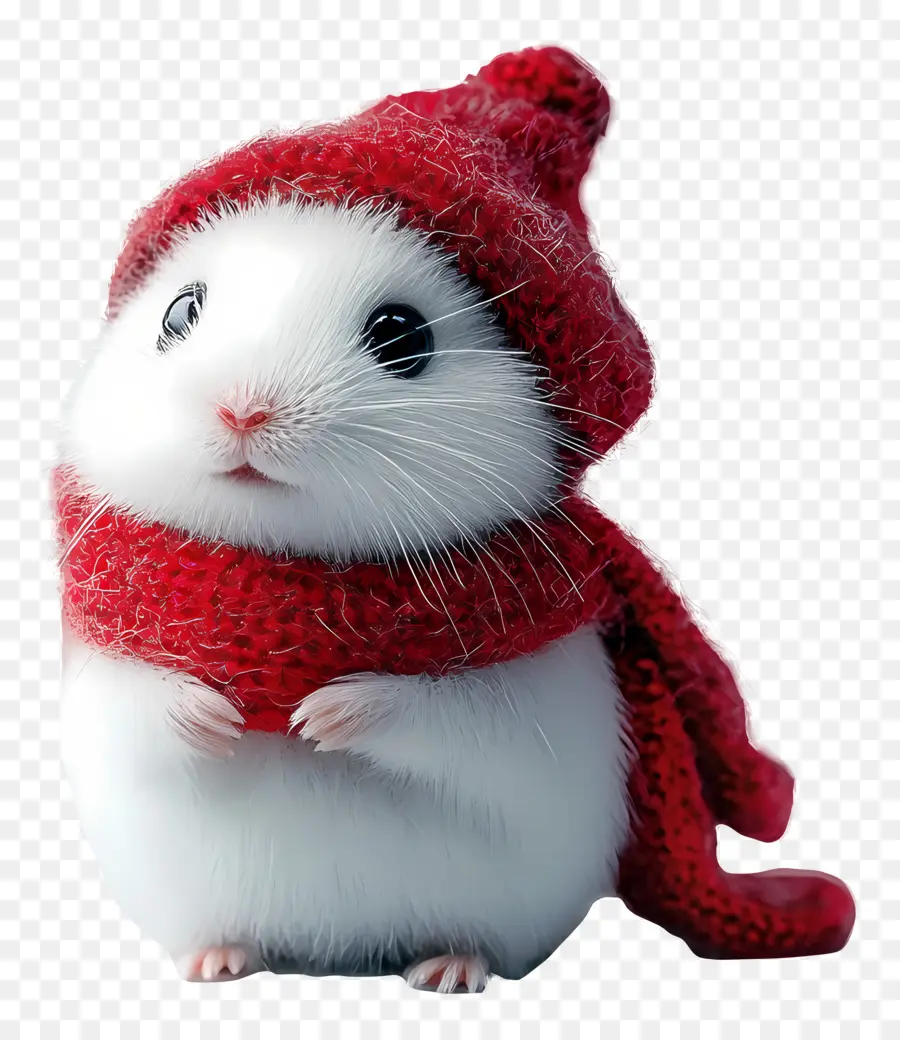 Hámster Navideño，Hámster Blanco Con Pañuelo Rojo PNG