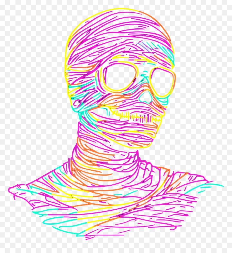 Linea De Neon，Calavera Colorida PNG