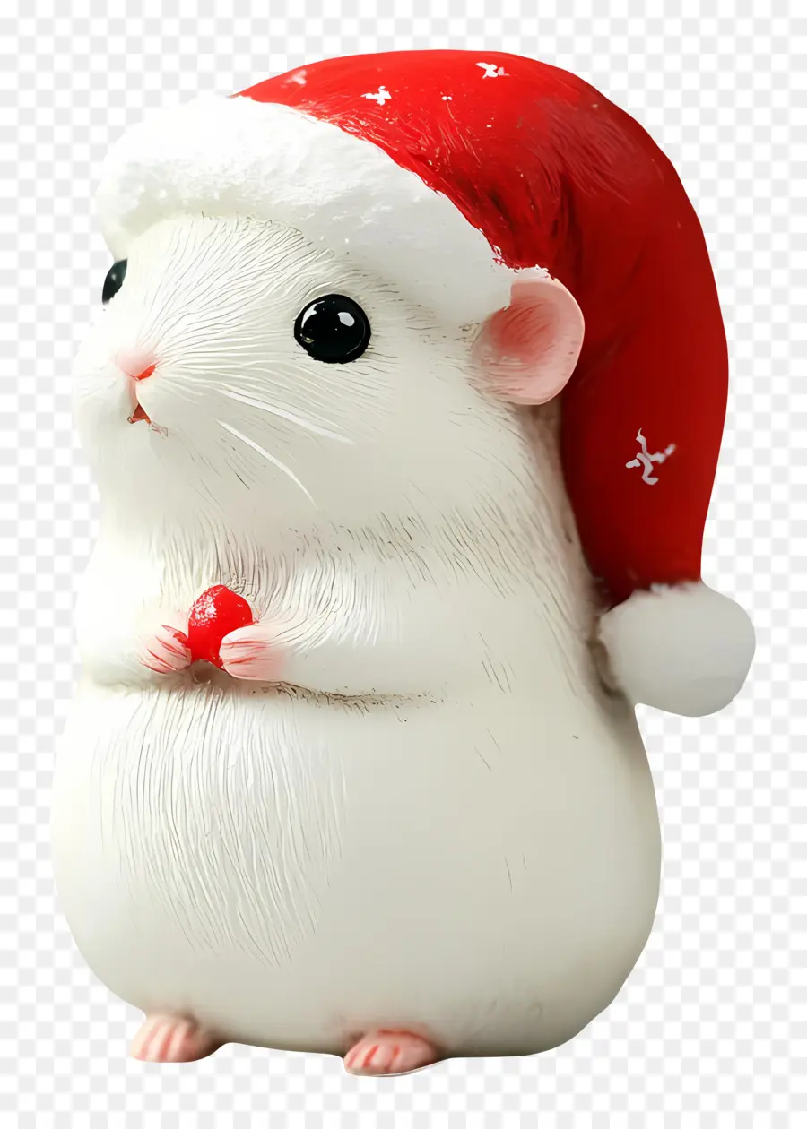 Hámster Navideño，Hámster Blanco Con Gorro De Papá Noel PNG