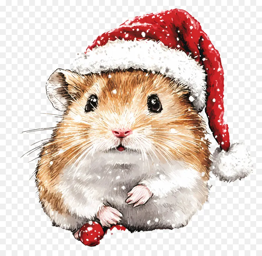 Hámster Navideño，Hámster Con Gorro De Papá Noel PNG