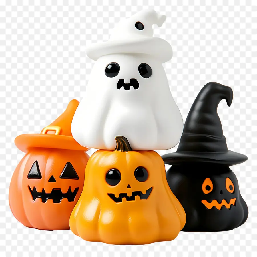 Elementos De Halloween，Lindas Calabazas Y Fantasmas PNG