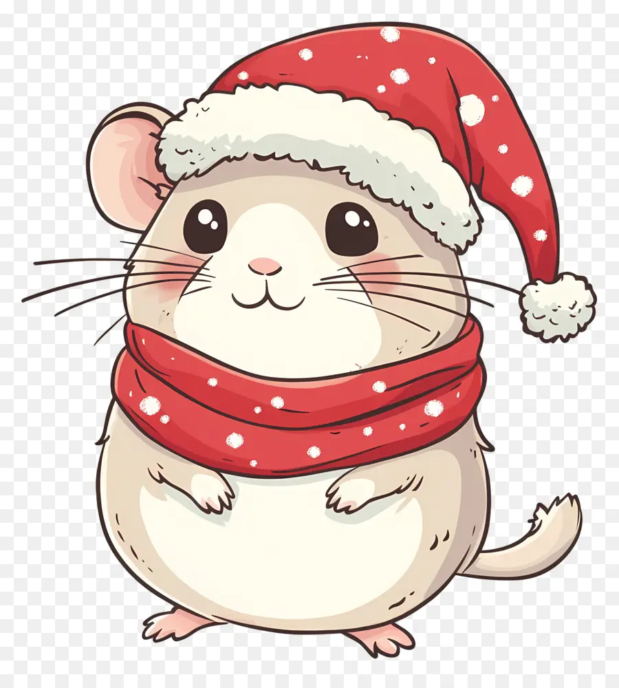 Hámster Navideño，Hámster De Dibujos Animados Con Gorro De Papá Noel PNG