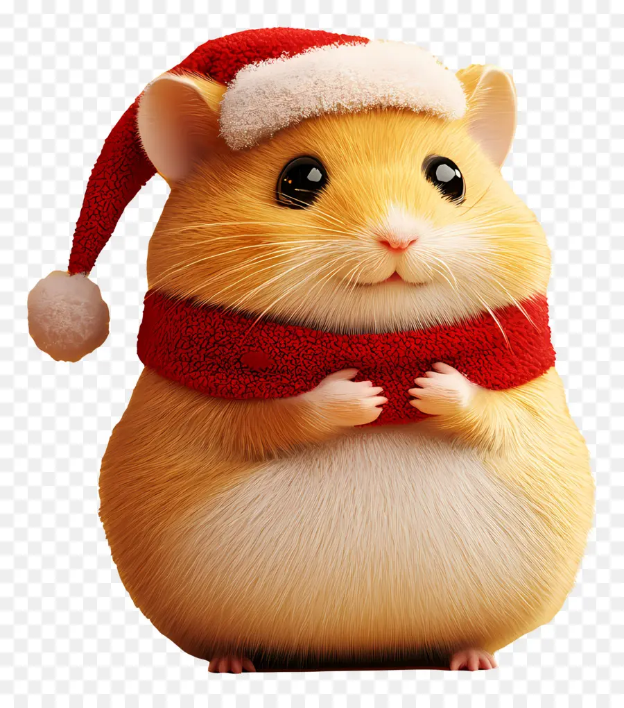 Hámster Navideño，Lindo Hámster Con Gorro De Papá Noel PNG