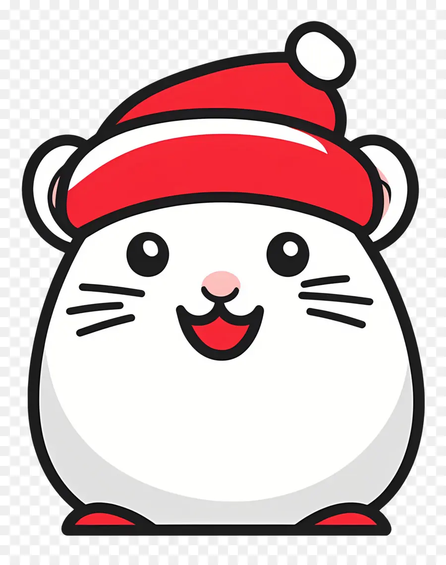 Hámster Navideño，Lindo Hámster Con Gorro De Papá Noel PNG