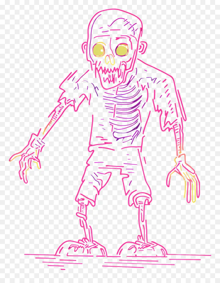 Linea De Neon，Garabato Zombi PNG