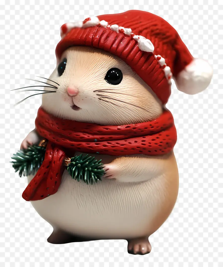 Hámster Navideño，Lindo Hámster Con Gorro De Papá Noel PNG