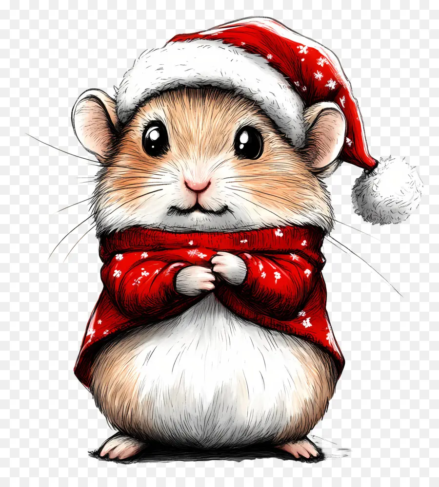 Hámster Navideño，Hámster Con Gorro De Papá Noel PNG