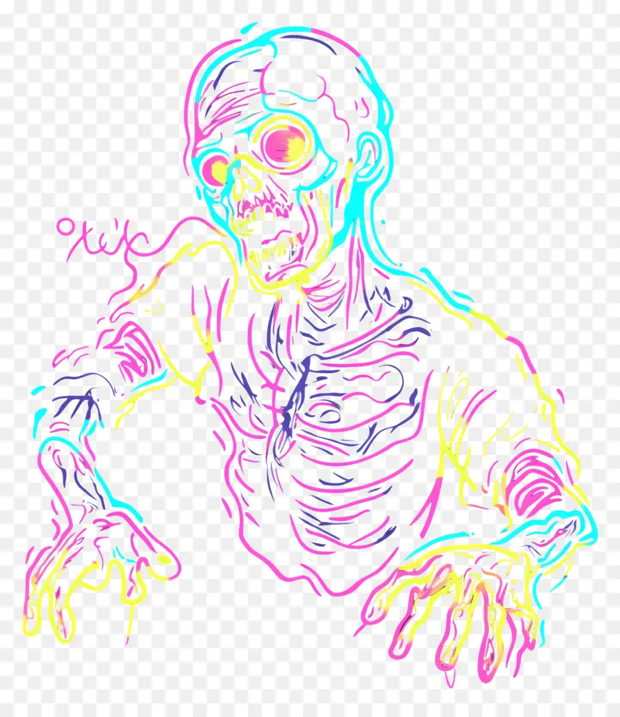 Linea De Neon，Zombi Colorido PNG