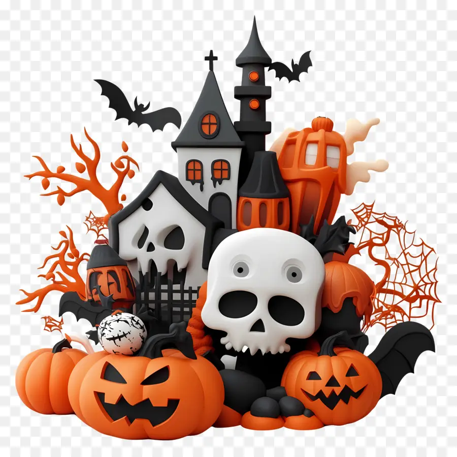 Elementos De Halloween，Casa Embrujada De Halloween PNG