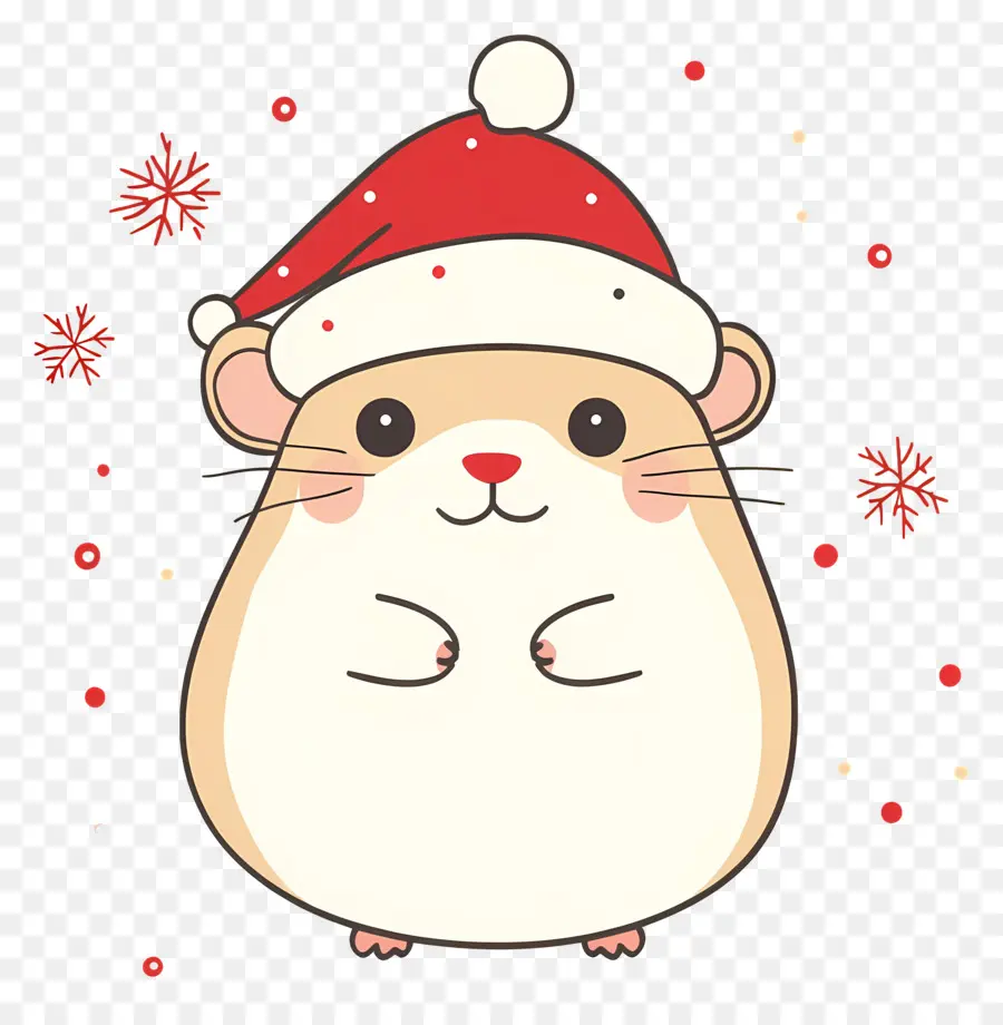 Hámster Navideño，Lindo Hámster Con Gorro De Papá Noel PNG