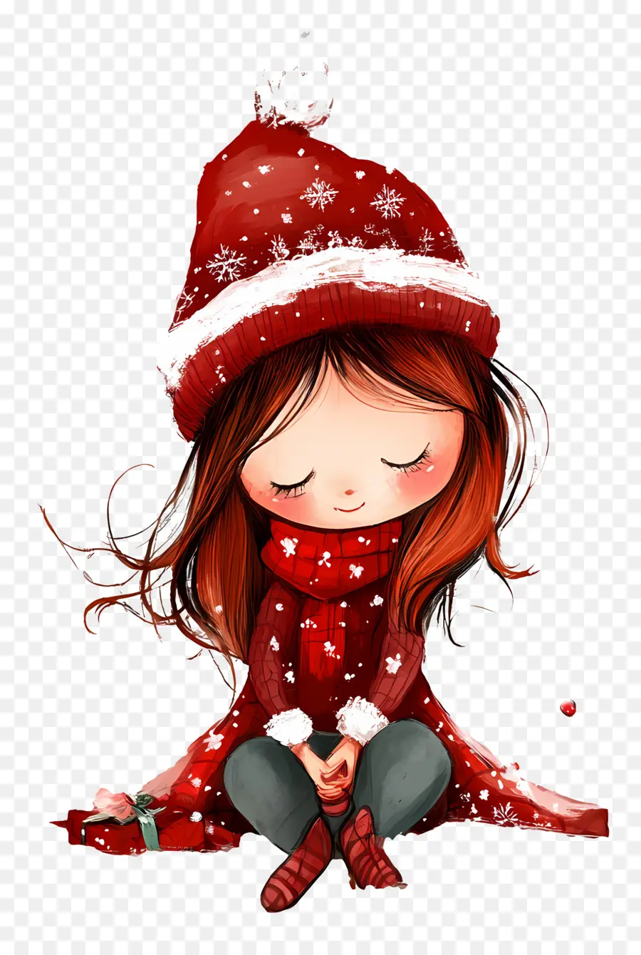 Navidad Femenina，Chica Con Gorro De Papá Noel PNG