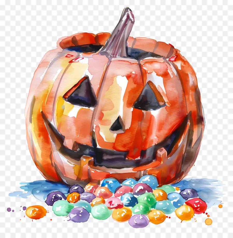 Cesta De Halloween，Calabaza De Halloween Con Dulces PNG