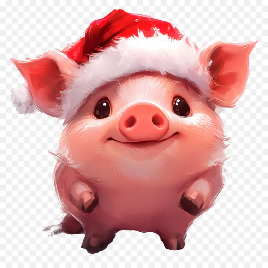 Cerdo Navideño，Cerdo Con Gorro De Papá Noel PNG