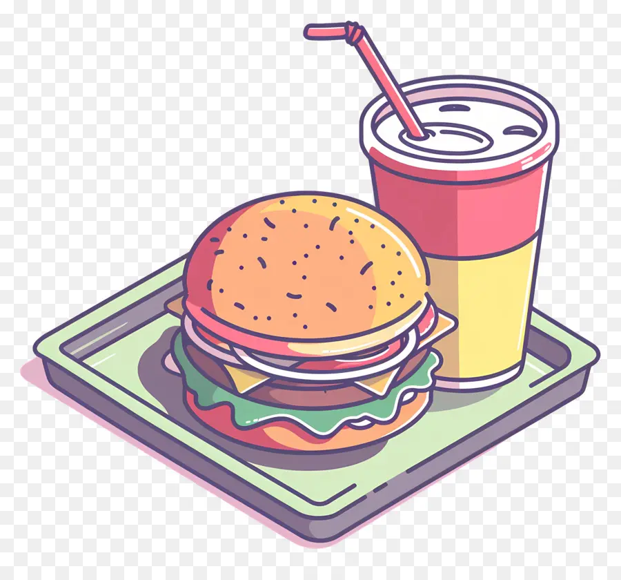 Comida Rápida，Hamburguesa Y Bebida PNG