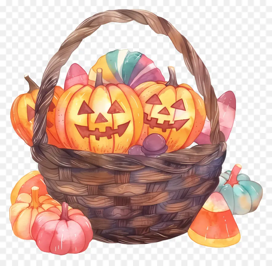 Cesta De Halloween，Cesta De Calabaza PNG