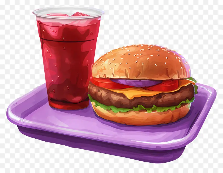 Comida Rápida，Hamburguesa Y Bebida PNG