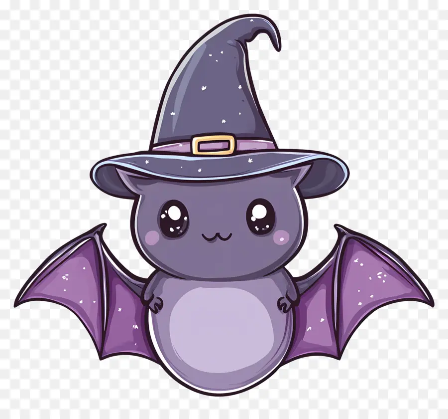 Murciélagos De Halloween，Murciélago De Dibujos Animados Con Sombrero De Bruja PNG