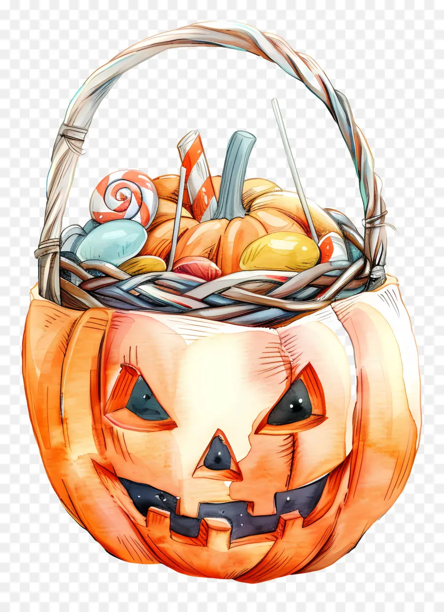 Cesta De Halloween，Cesta De Calabaza PNG