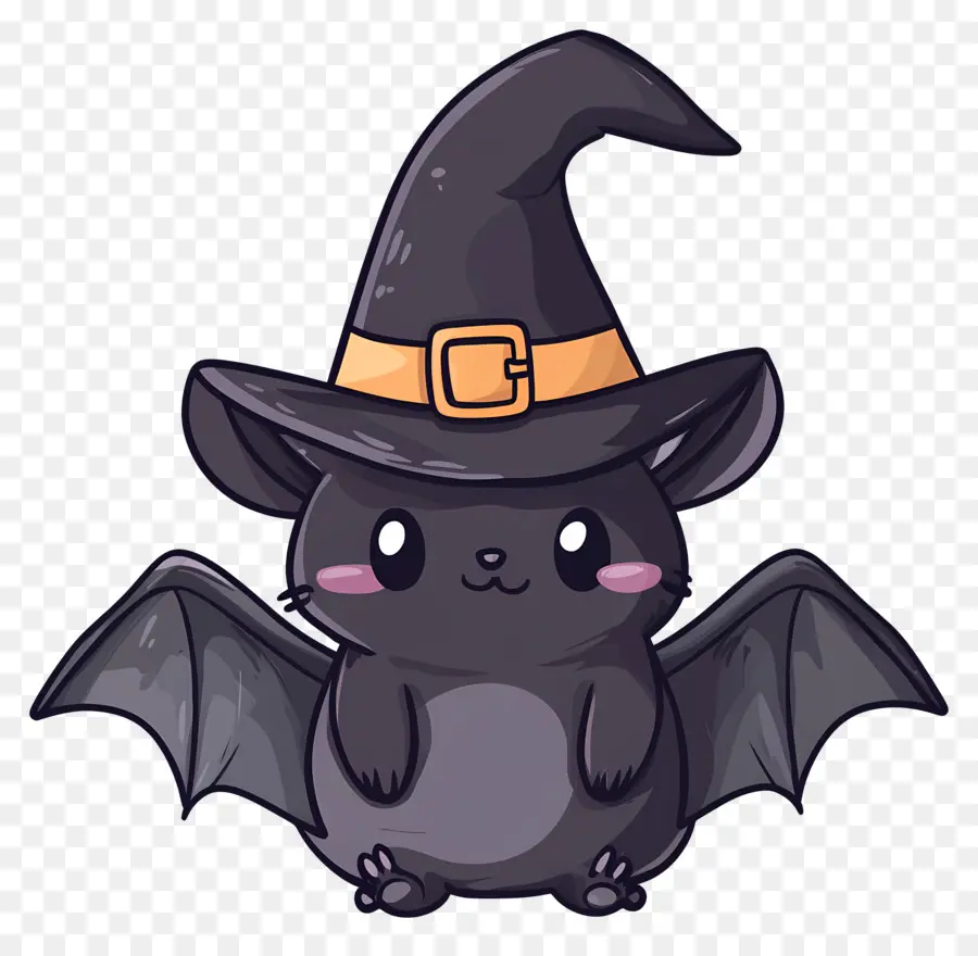 Murciélagos De Halloween，Murciélago De Dibujos Animados Con Sombrero De Bruja PNG