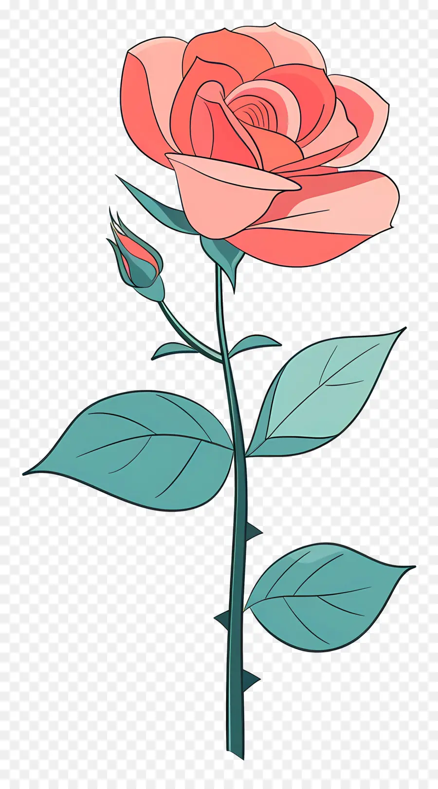 Rosa Roja，Flor Rosa De Dibujos Animados PNG