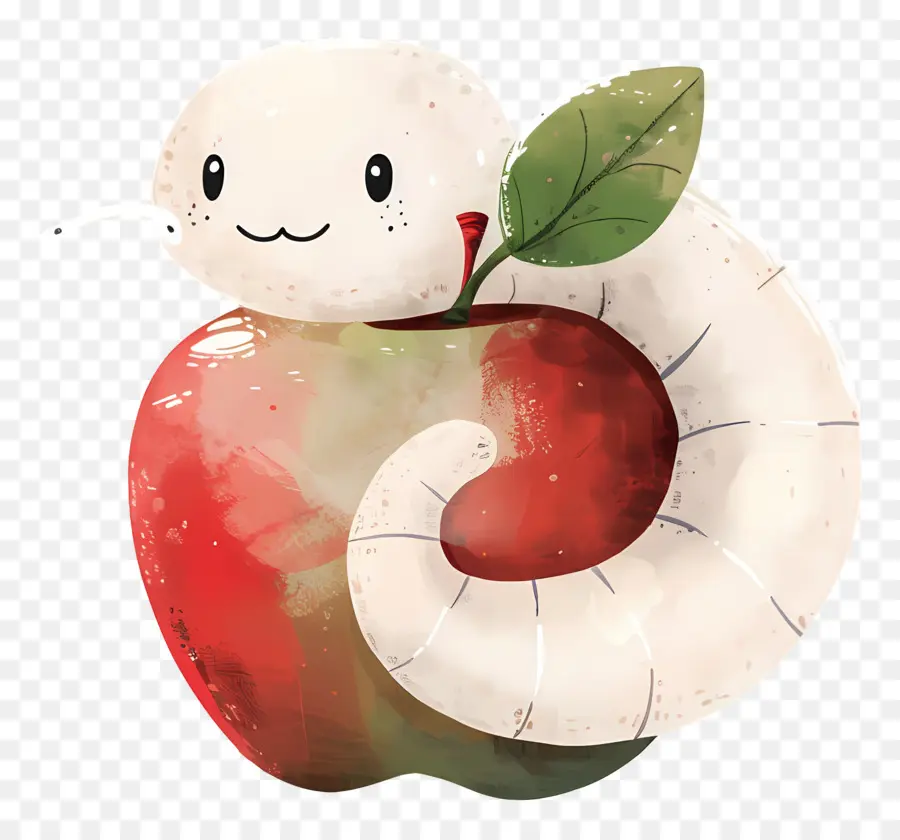 Manzana Con Gusano，Lindo Gusano En Apple PNG