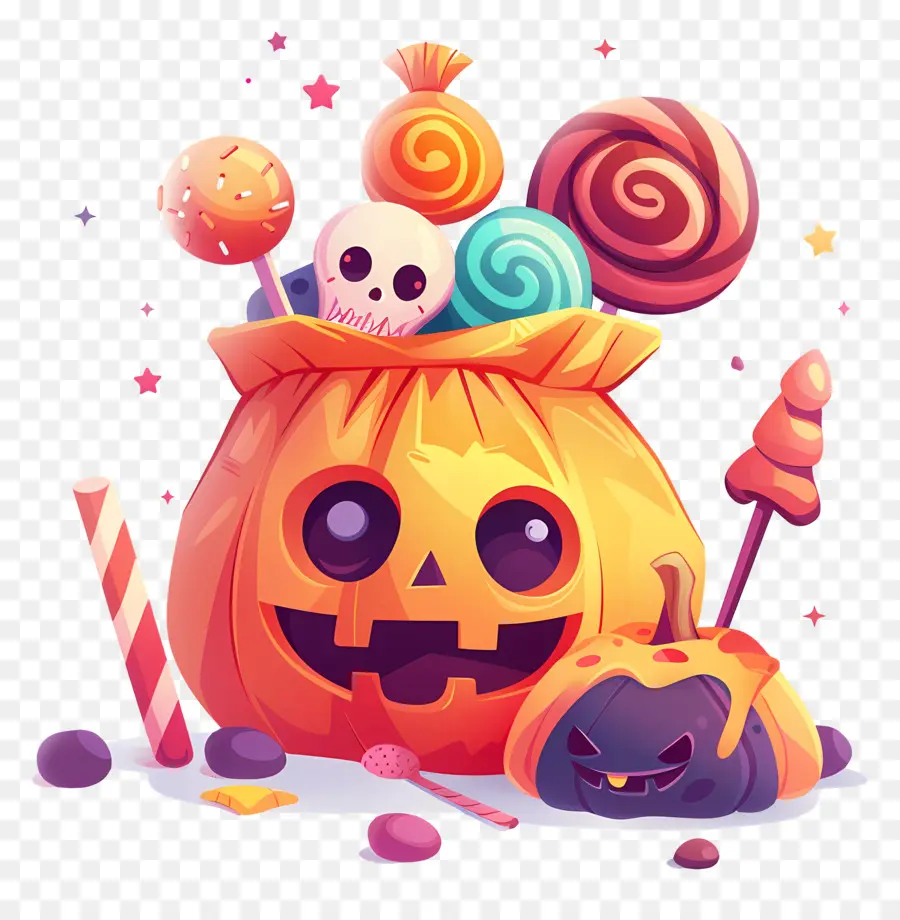 Cesta De Halloween，Bolsa De Dulces De Halloween PNG