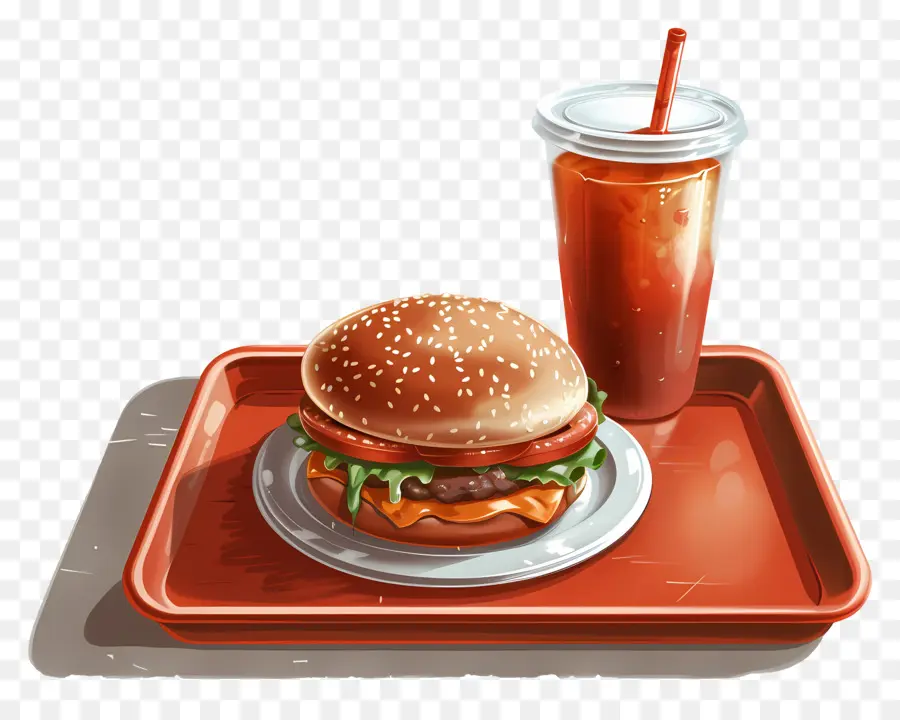 Comida Rápida，Hamburguesa Y Bebida PNG