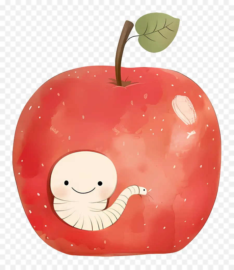 Manzana Con Gusano，Fruta PNG