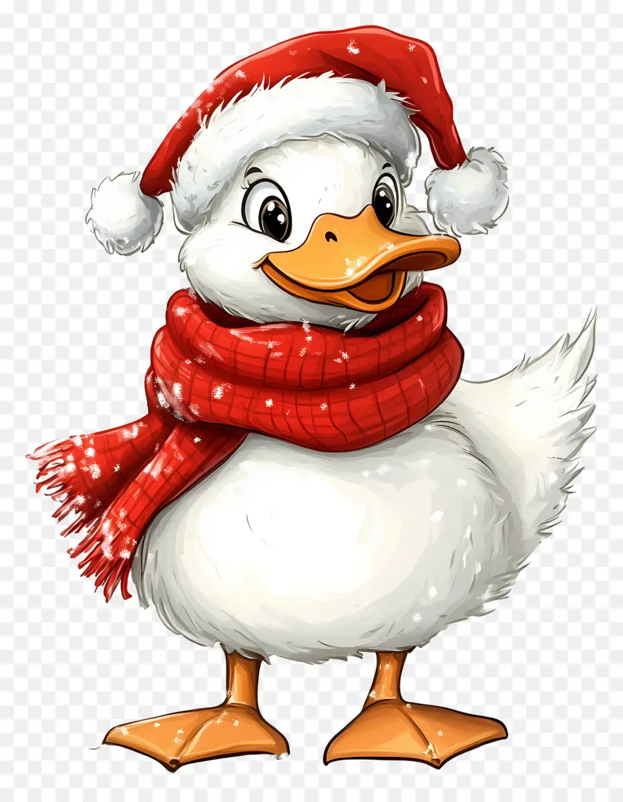 Pato Navideño，Pato Con Bufanda Roja PNG