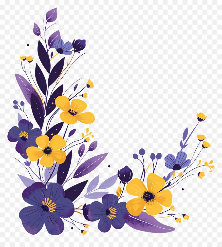 Rincón De Las Flores，Arreglo Floral Morado Y Amarillo PNG