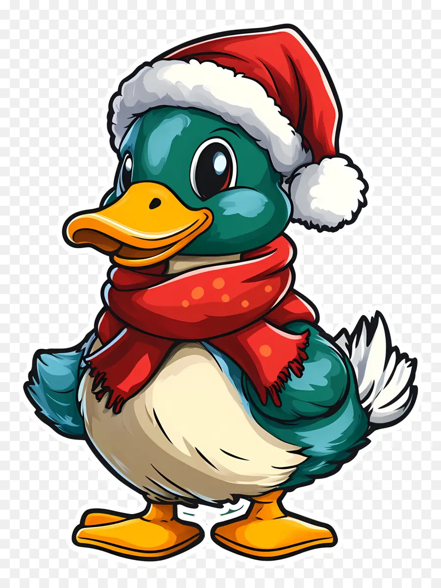 Pato Navideño，Pato Con Gorro De Papá Noel PNG