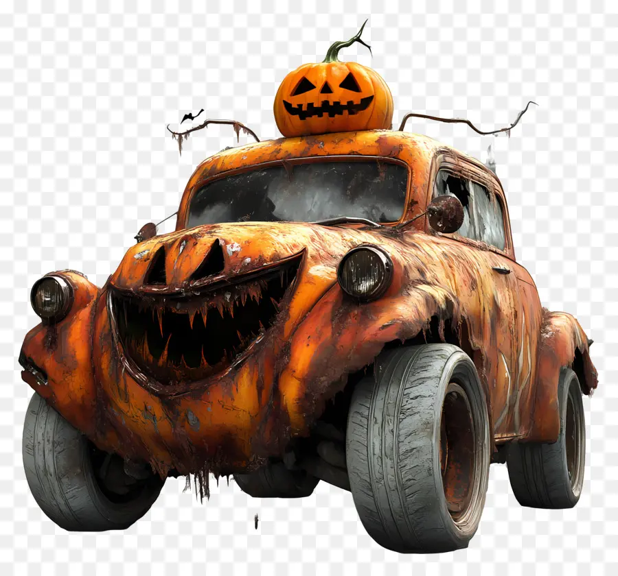 Camión Monstruo De Halloween，Coche Naranja De Halloween PNG