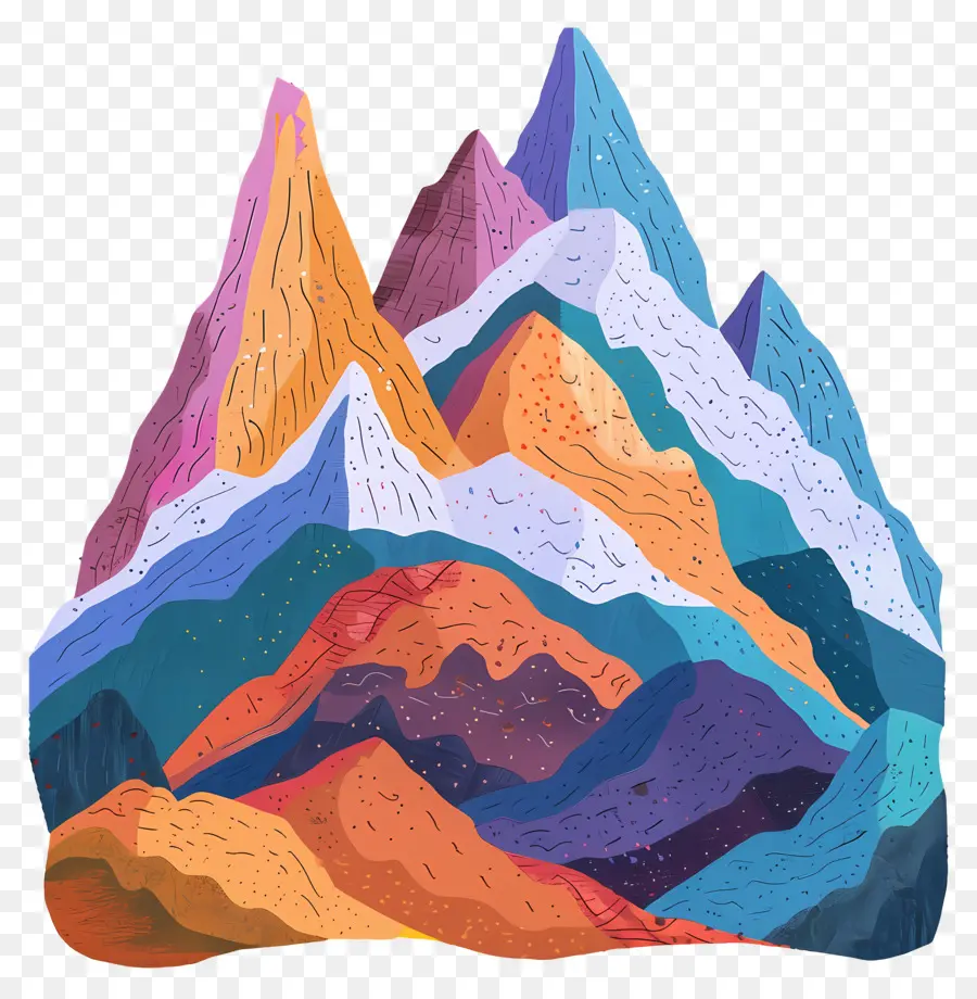 Montaña Animada，Montañas Coloridas PNG