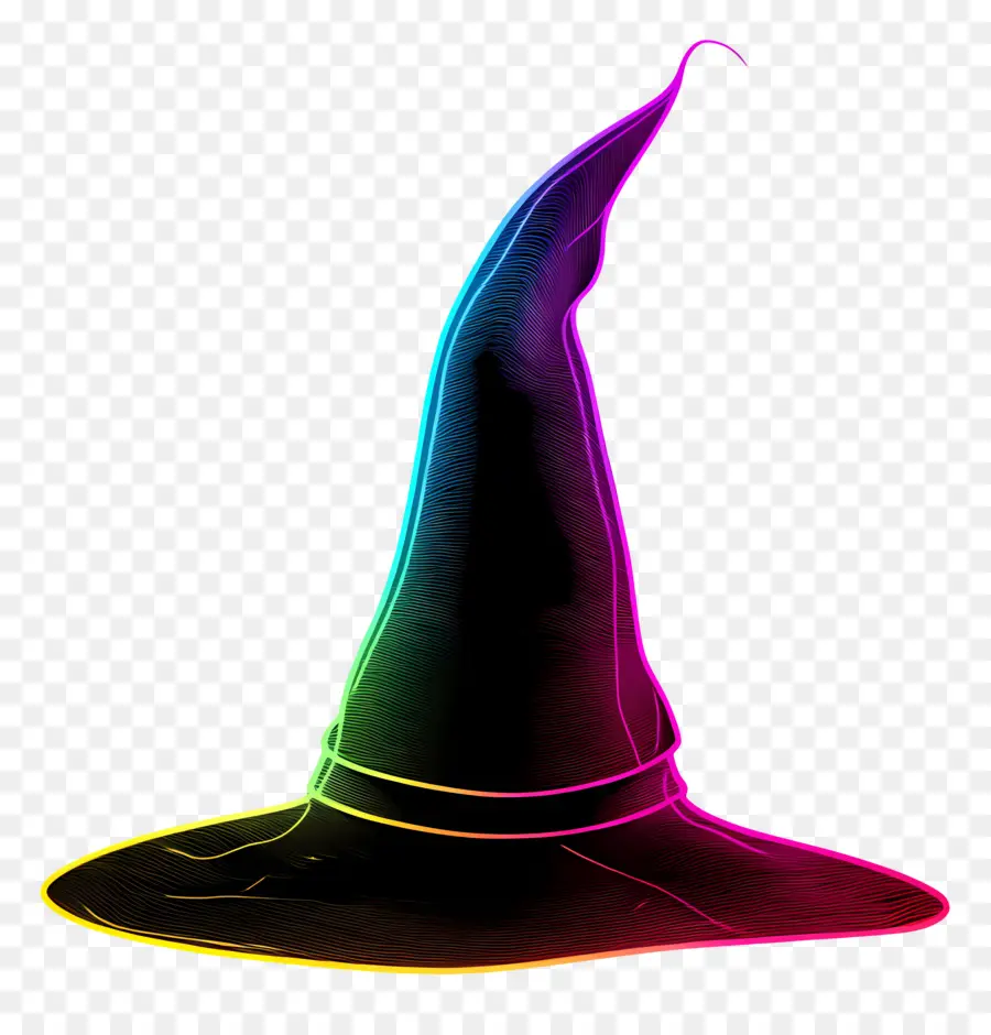 Linea De Neon，Sombrero De Bruja Colorido PNG