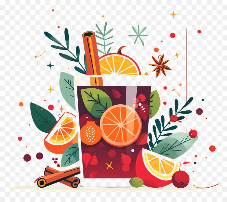 Vino Caliente Navideño，Bebida De Frutas PNG