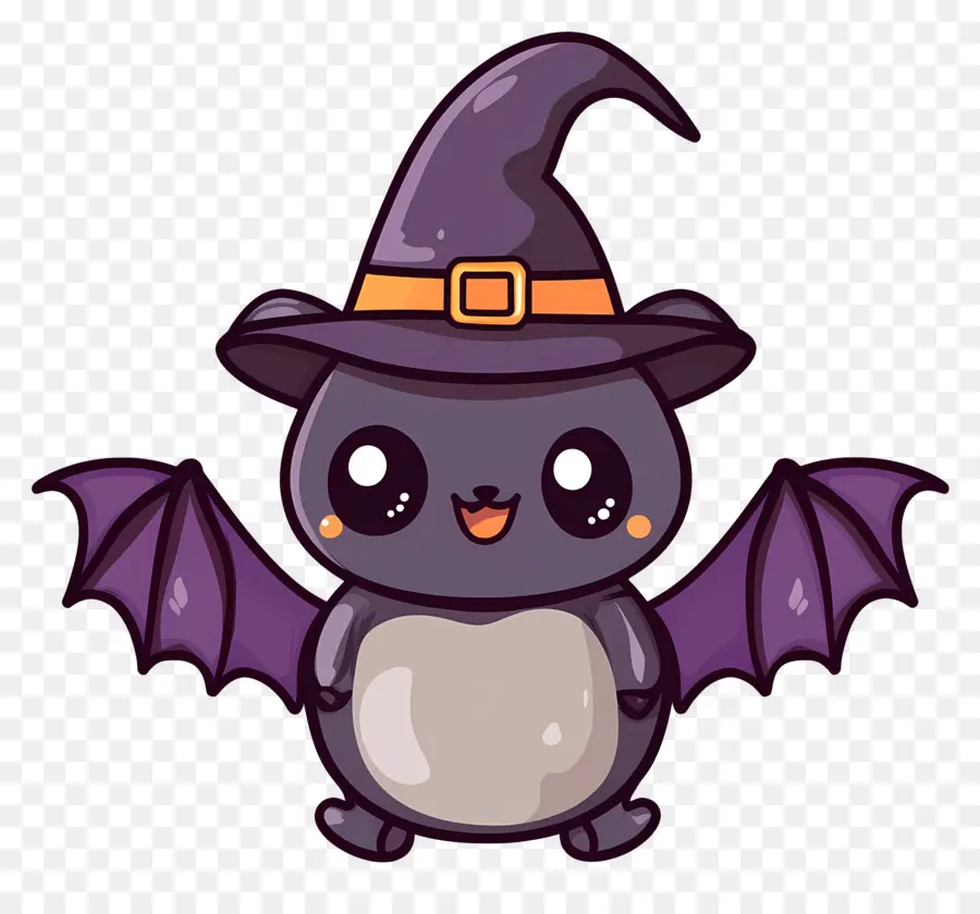 Murciélagos De Halloween，Murciélago De Dibujos Animados Con Sombrero De Bruja PNG