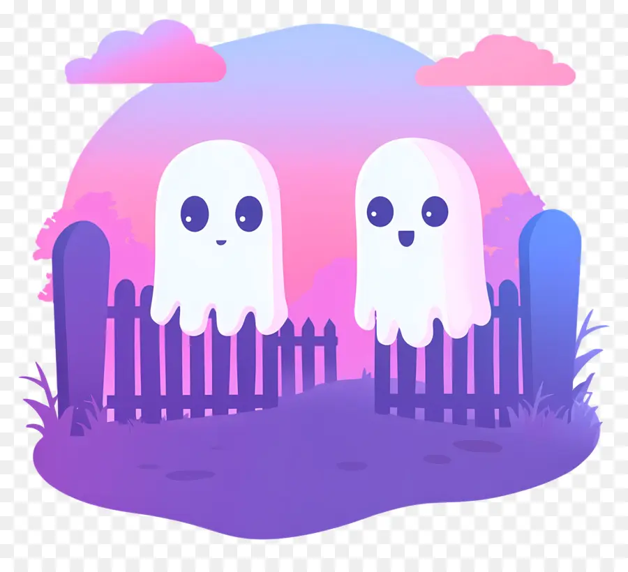 Valla De Halloween，Lindos Fantasmas En El Cementerio PNG