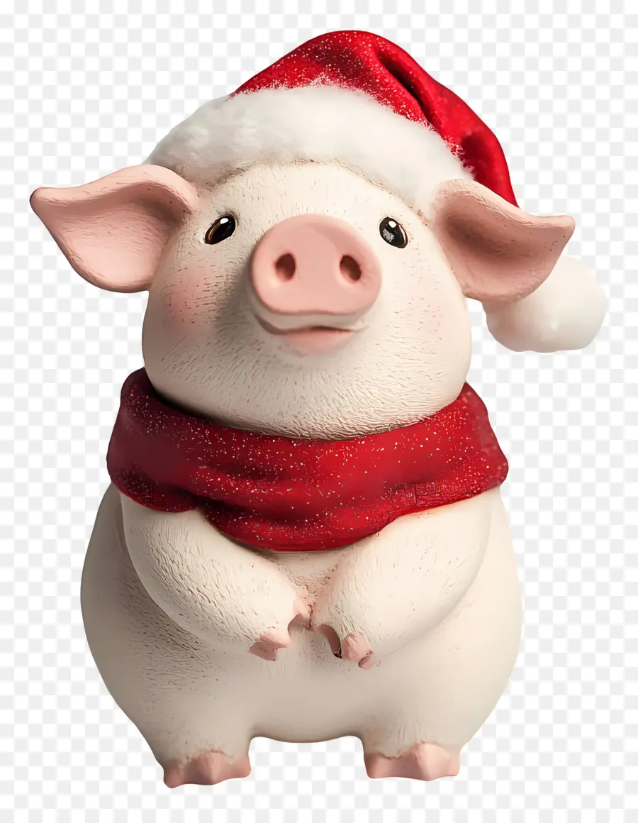 Cerdo Navideño，Cerdo Con Gorro De Papá Noel PNG